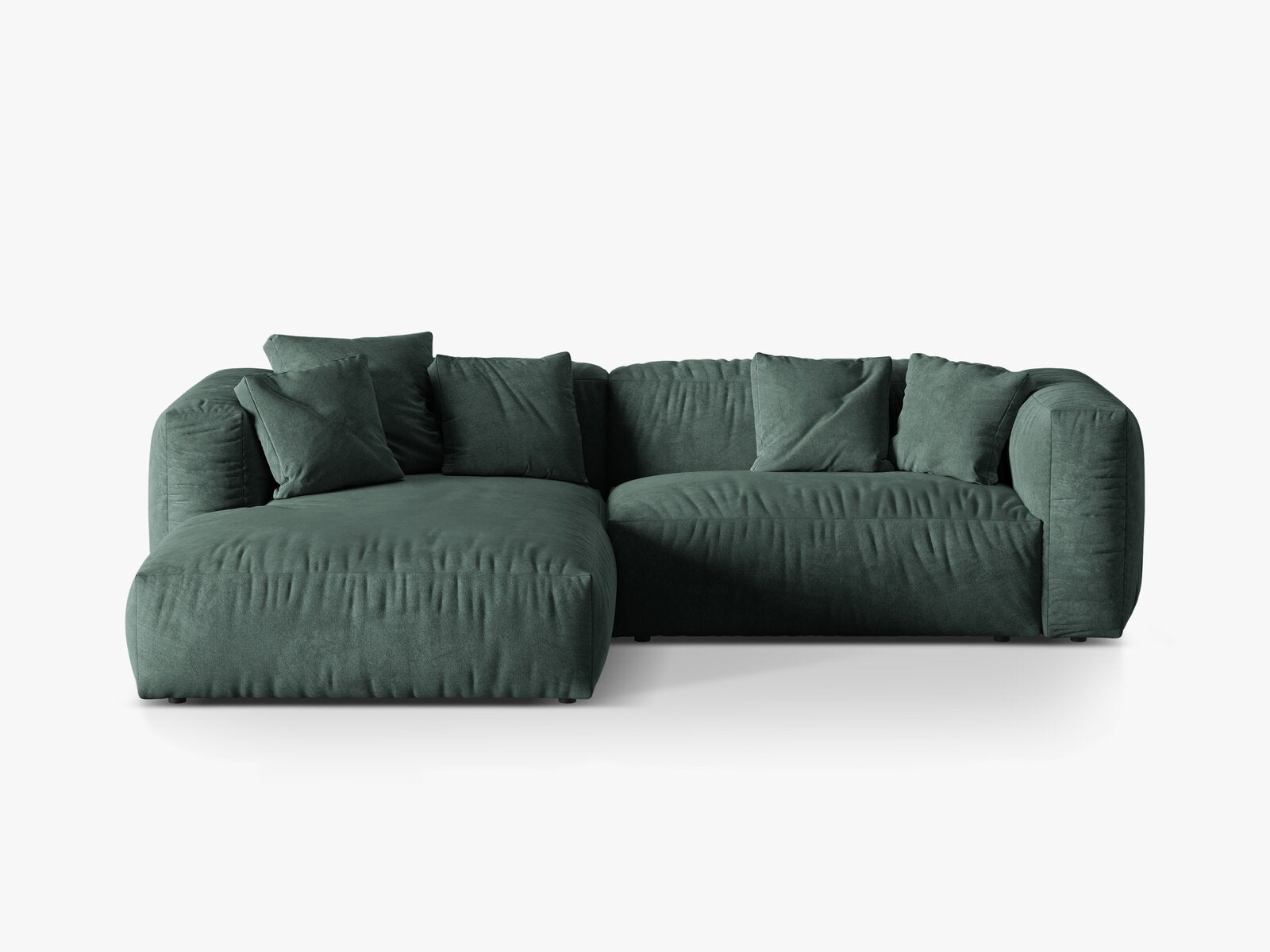 Micadoni Ecksofa Martina 2-Sitzer Links Samt Vogue Petrol