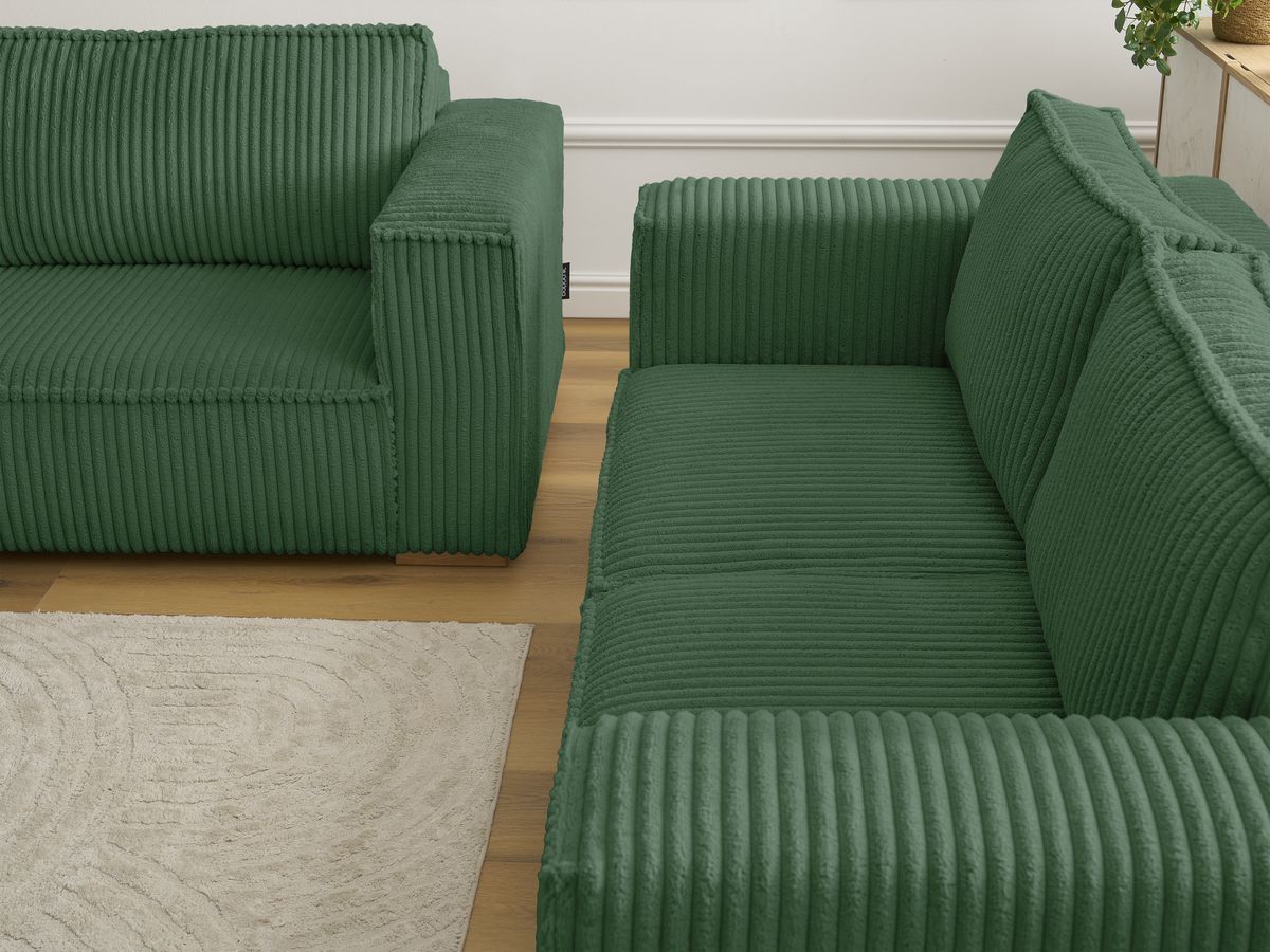 Bobochic Chelsea Sofa 5-Sitzer Breitcord weich Grün