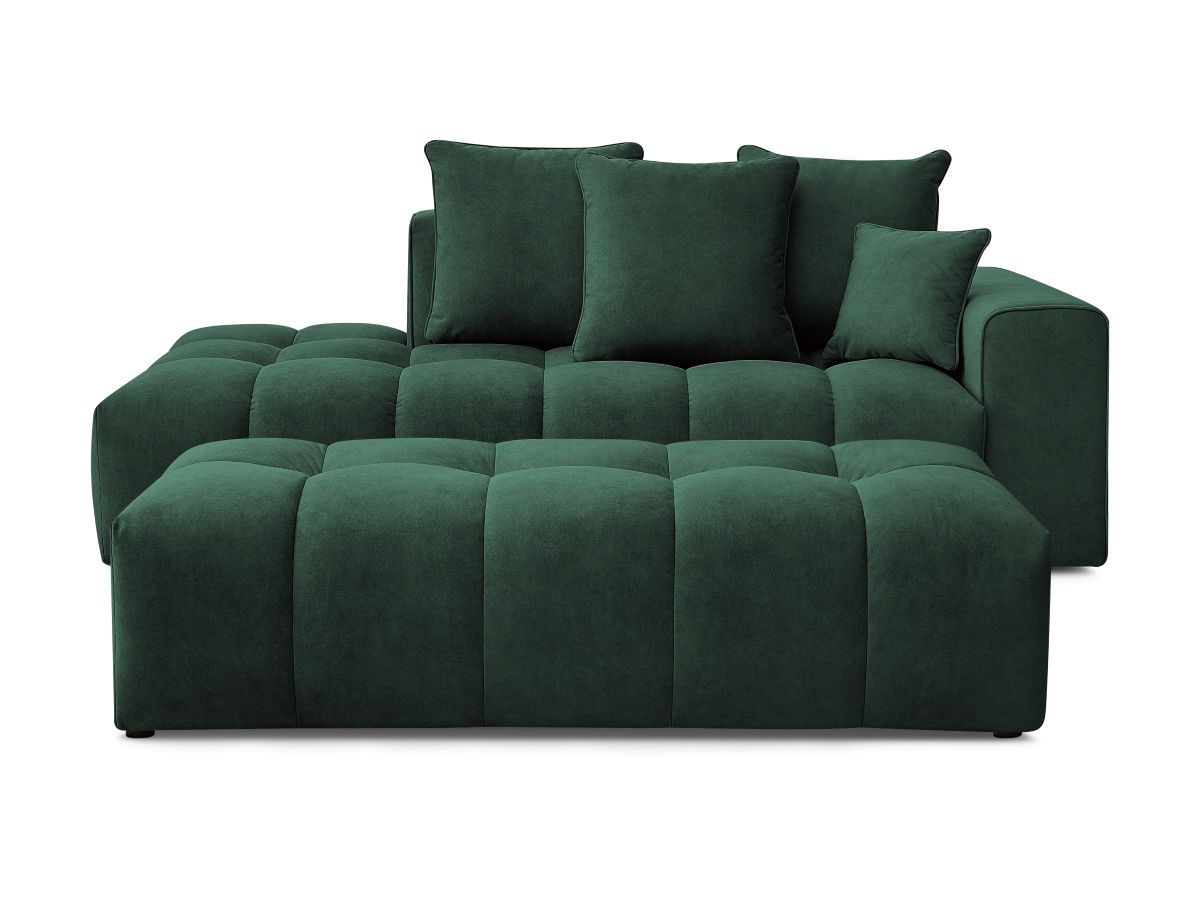 Bobochic Mont-blanc Sofa 5-Sitzer mit Pouf Samt Grün Armlehne rechts