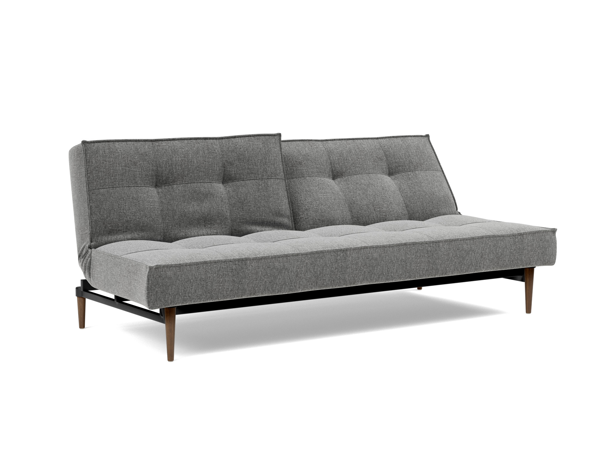Schlafsofa Splitback Strukturierter Stoff Twist 563-Charcoal Beine Styletto Eiche dunkel