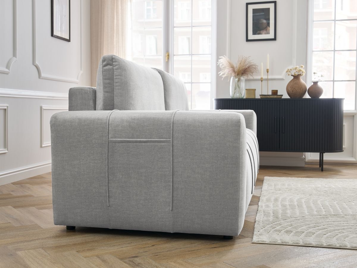 Bobochic Arsene Schlafsofa 3-Sitzer mit Bettkasten Samt Hellgrau