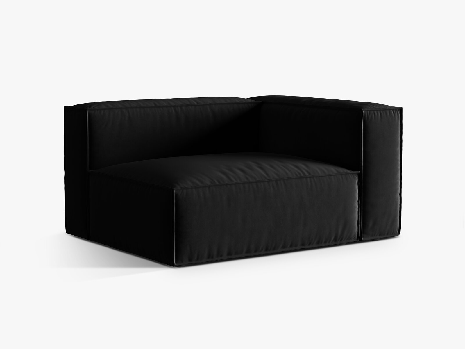 Micadoni Eckmodul Nuria 2-Sitzer Samt Paris Schwarz Rechts