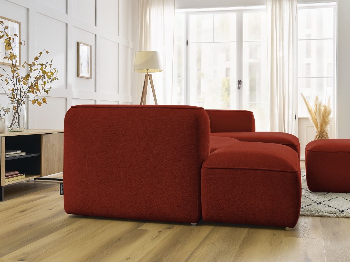 Bobochic Zephyr Wohnlandschaft mit Pouf Strukturstoff Orange