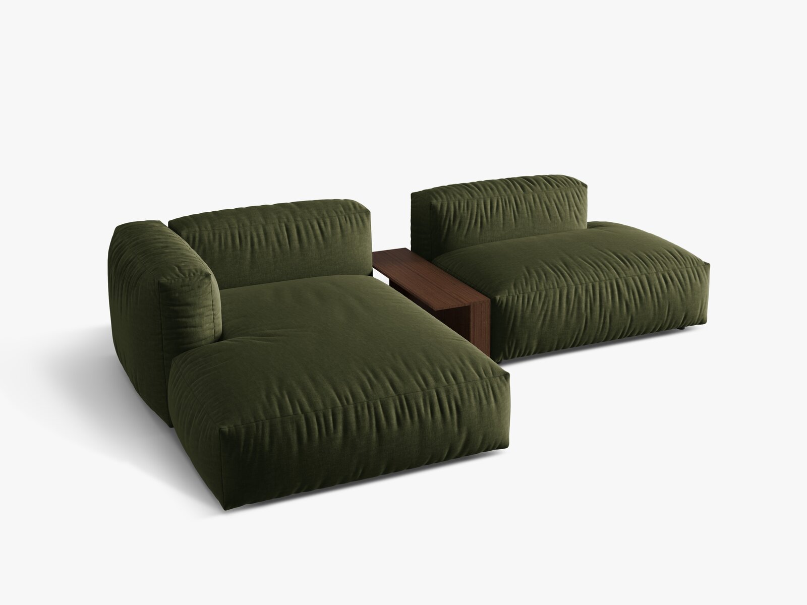 Micadoni Ecksofa Martina 2-Sitzer mit Couchtisch Links Strukturierter Stoff Grün