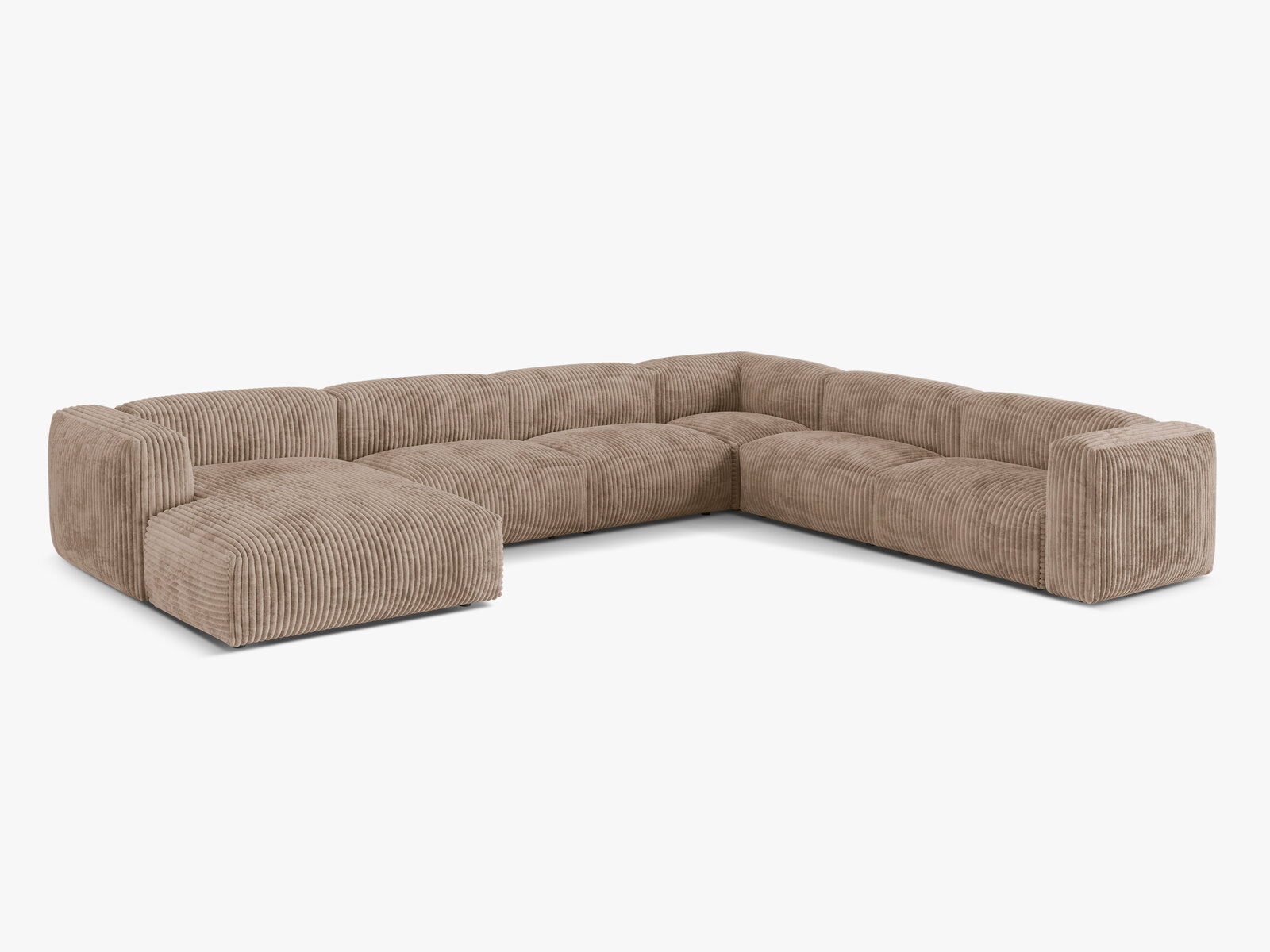 Micadoni modulares Ecksofa XL Martina 6-Sitzer Rechts Kord Tilia Eichel