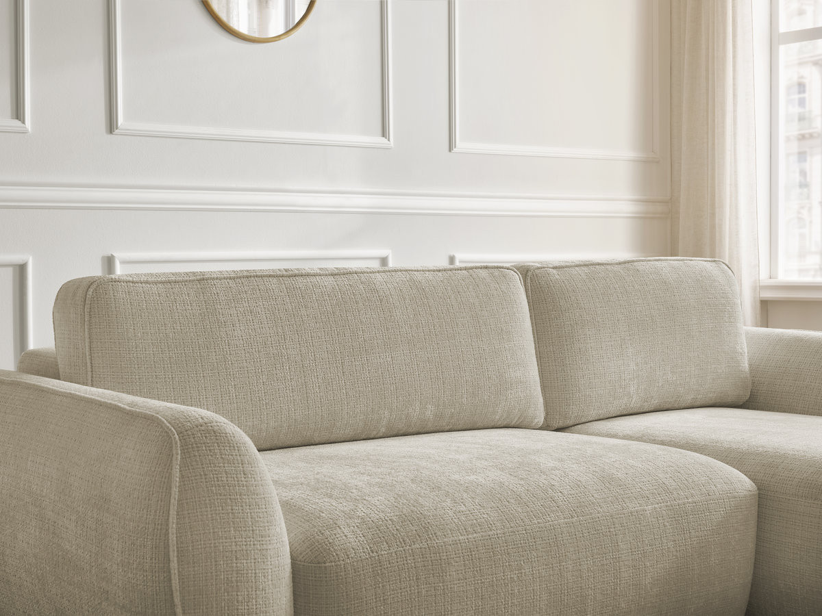 Bobochic Denise Ecksofa mit Schlaffunktion und Bettkasten 258 × 160 cm Strukturstoff Beige Ecke rechts