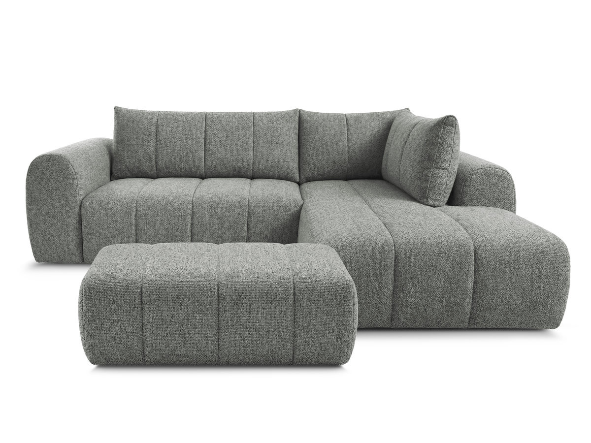 Bobochic Nesty Ecksofa in L-Form, 256 cm, mit Pouf Melange-Stoff Dunkelgrau Ecke rechts