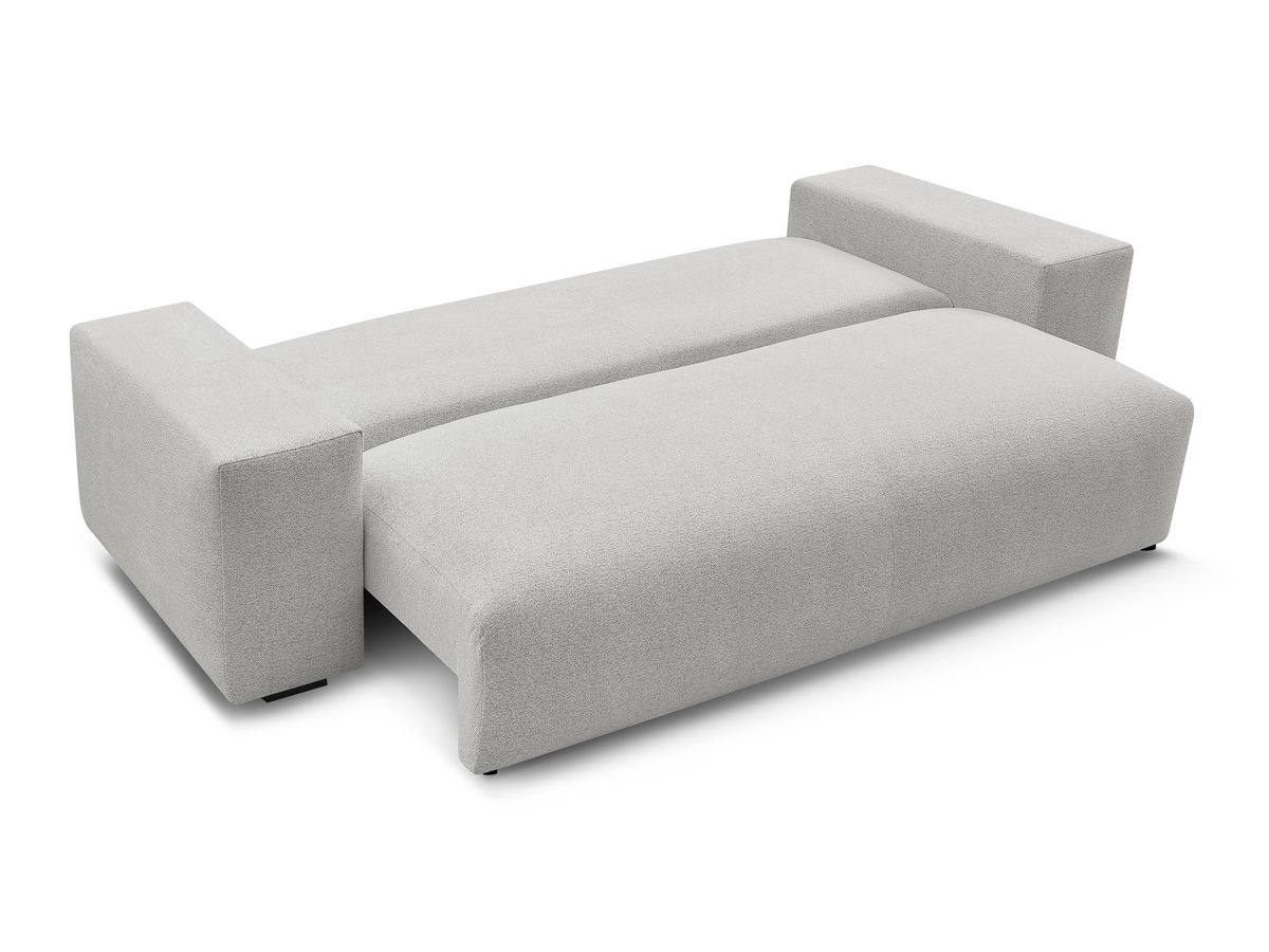 Bobochic Voltaire Schlafsofa 3-Sitzer mit Bettkasten Melange-Stoff Hellgrau