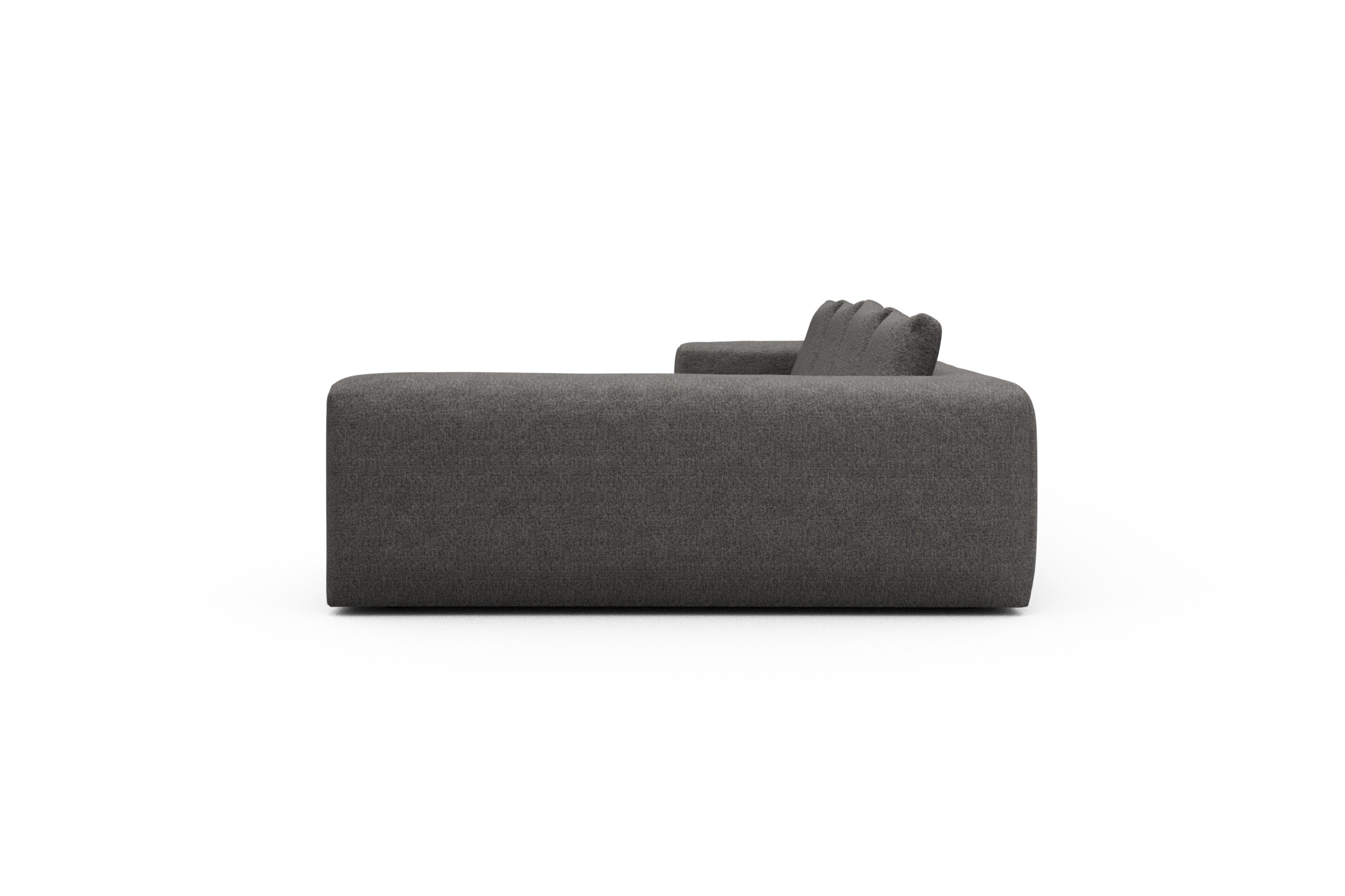 Wohnlandschaft Fred Chaiselongue links mit 2-Sitzer und lange Armlehne rechts Carreno-Salt-and-Pepper