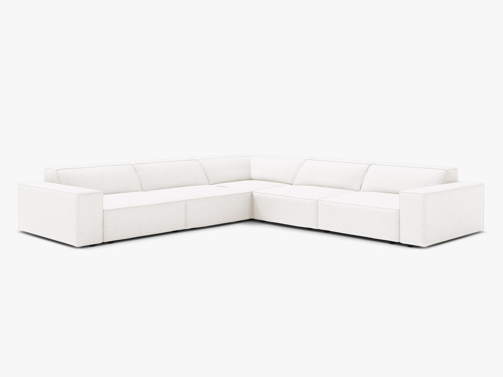 Micadoni Symmetrisches Ecksofa Jodie 6-Sitzer Boucle Baloo Weiß