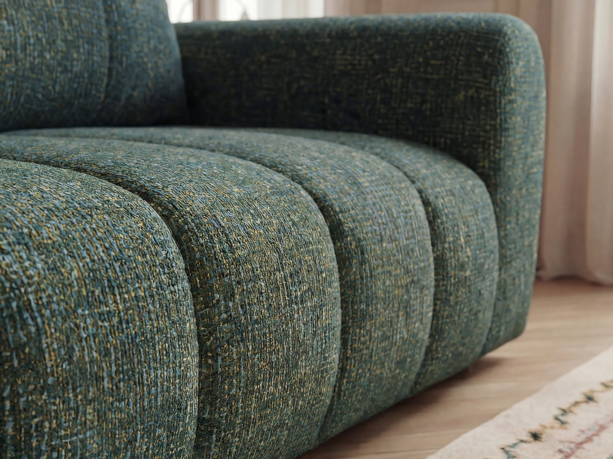 Bobochic Nesty Ecksofa in L-Form, 256 cm Melange-Stoff Dunkelgrün Ecke links