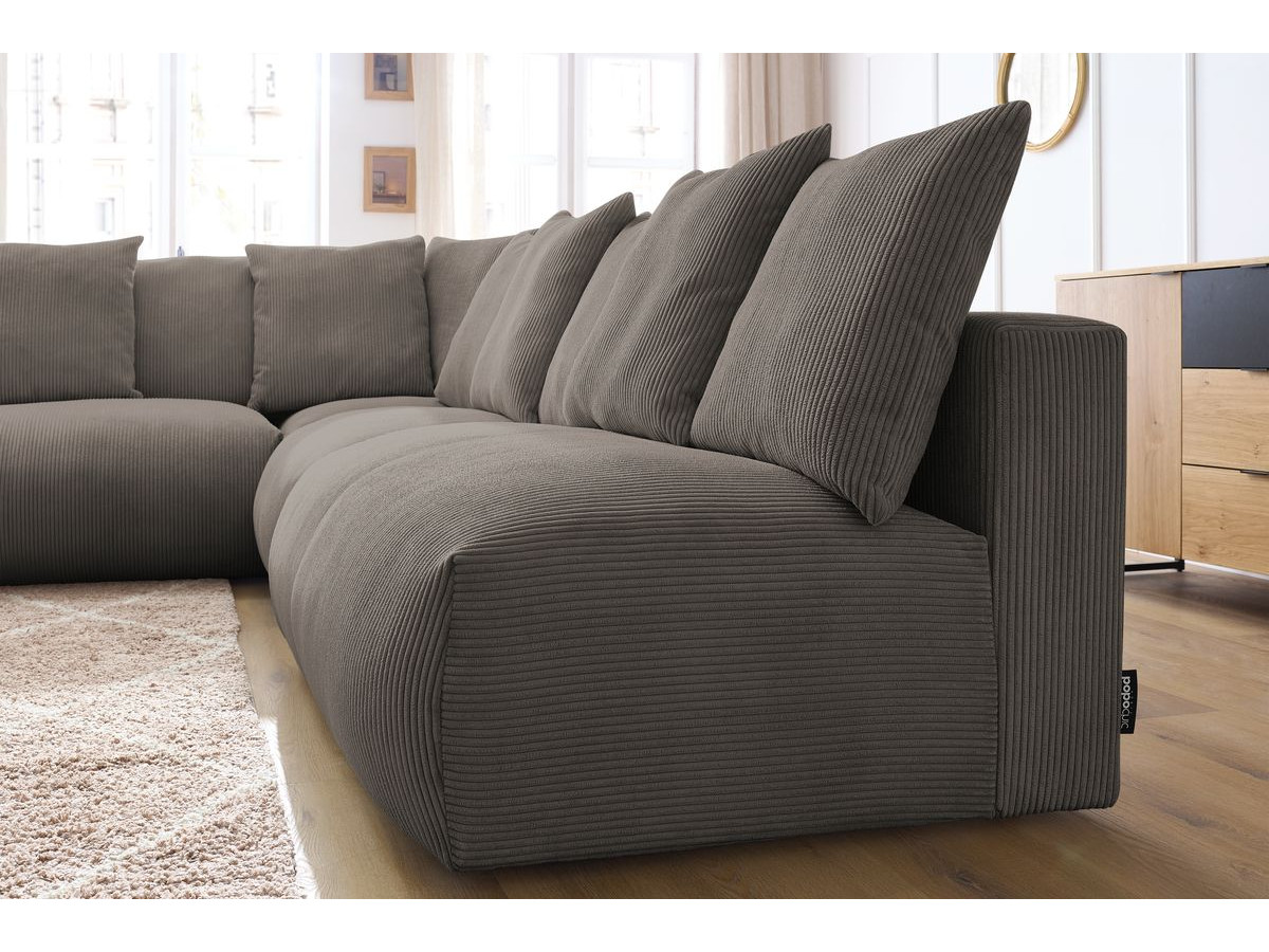 Bobochic Voltaire Ecksofa 322 × 268 cm Cordsamt Taupe Ecke links