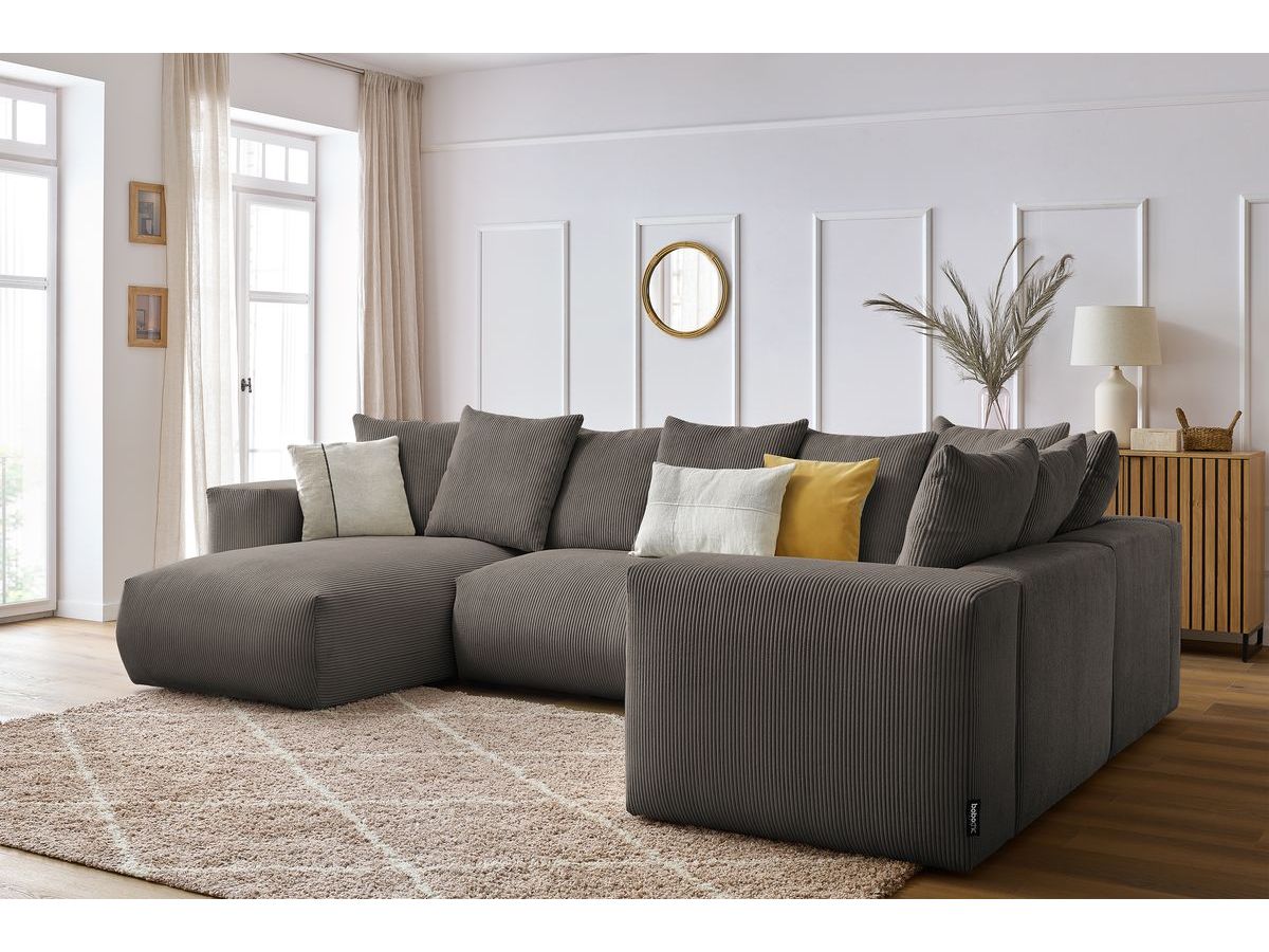 Bobochic Voltaire Wohnlandschaft 356 × 214 cm Cordsamt Taupe Ecke links