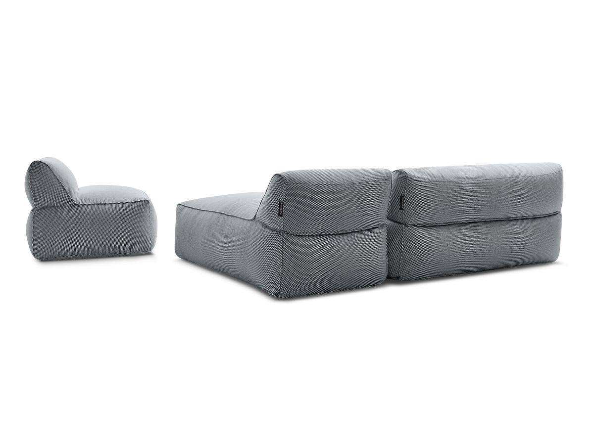Bobochic Riviera Gartensofa 5-Sitzer mit Pouf Melange-Stoff Schwarz
