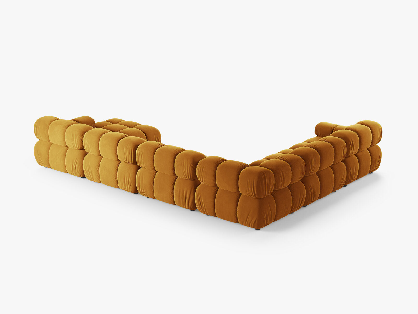 Micadoni Modulares Panorama Ecksofa Bellis 8-Sitzer Samt Venus Gelb Links