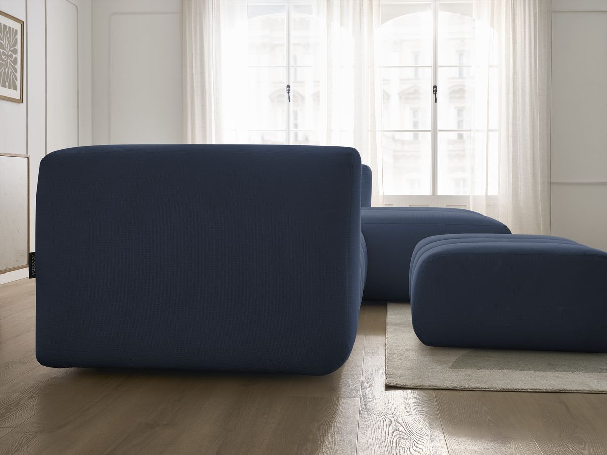 Bobochic Talia Ecksofa mit Pouf Melange-Stoff Dunkelblau Ecke rechts