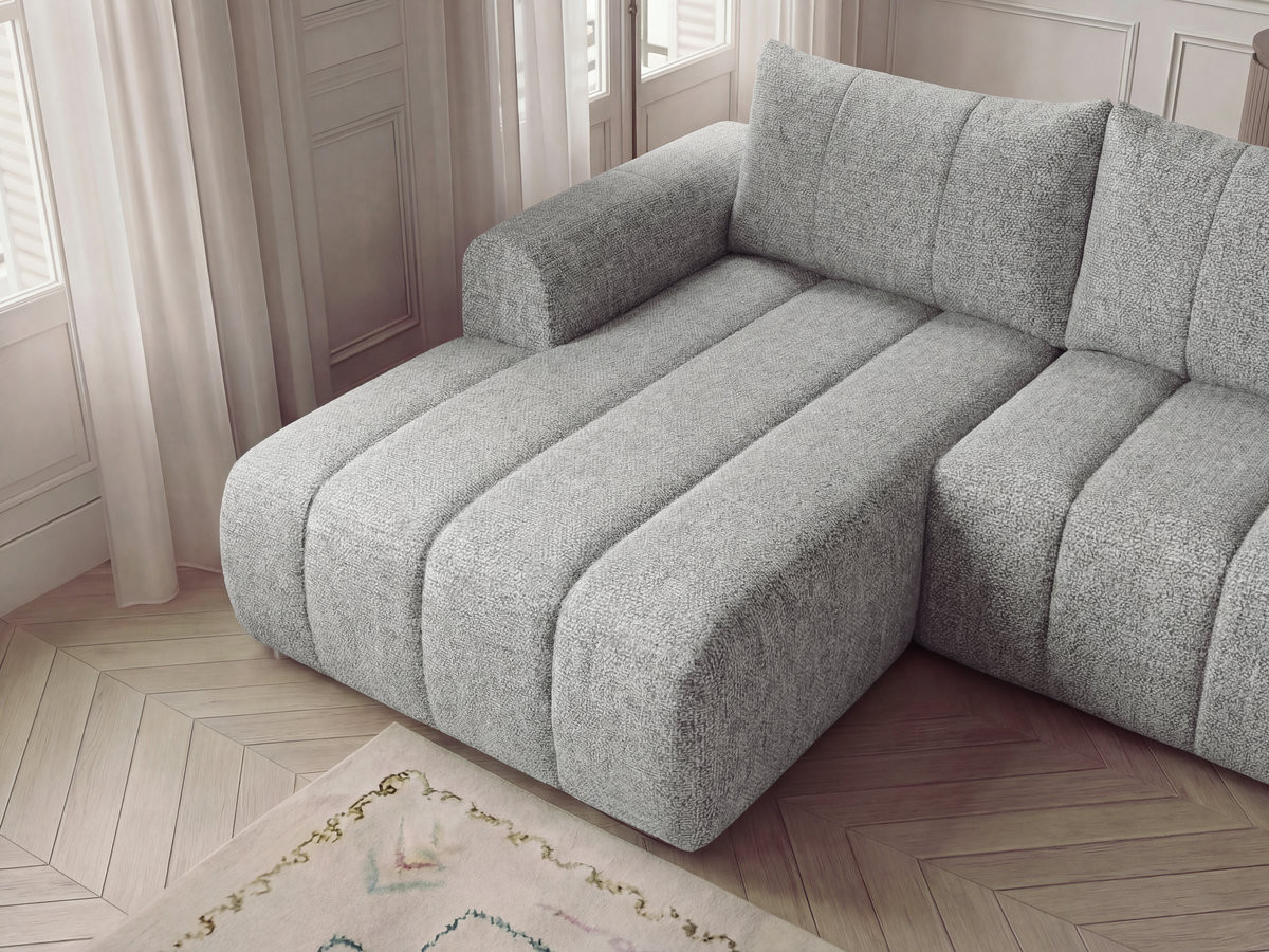 Bobochic Nesty Wohnlandschaft mit Pouf Melange-Stoff Hellgrau Ecke links