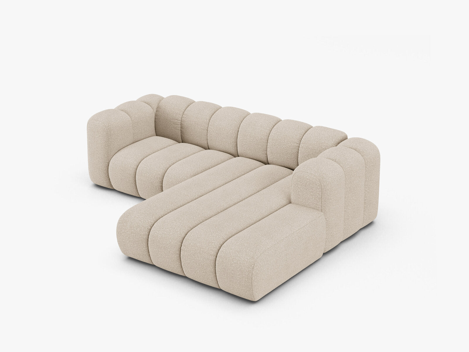 Micadoni Modulares Ecksofa Lupine 3-Sitzer Rechts Boucle Baloo Beige