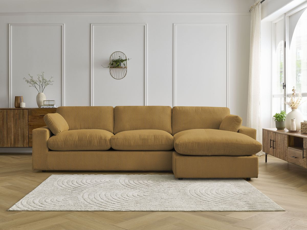 Bobochic Belair Ecksofa 280 × 139 cm Cordsamt Gelb