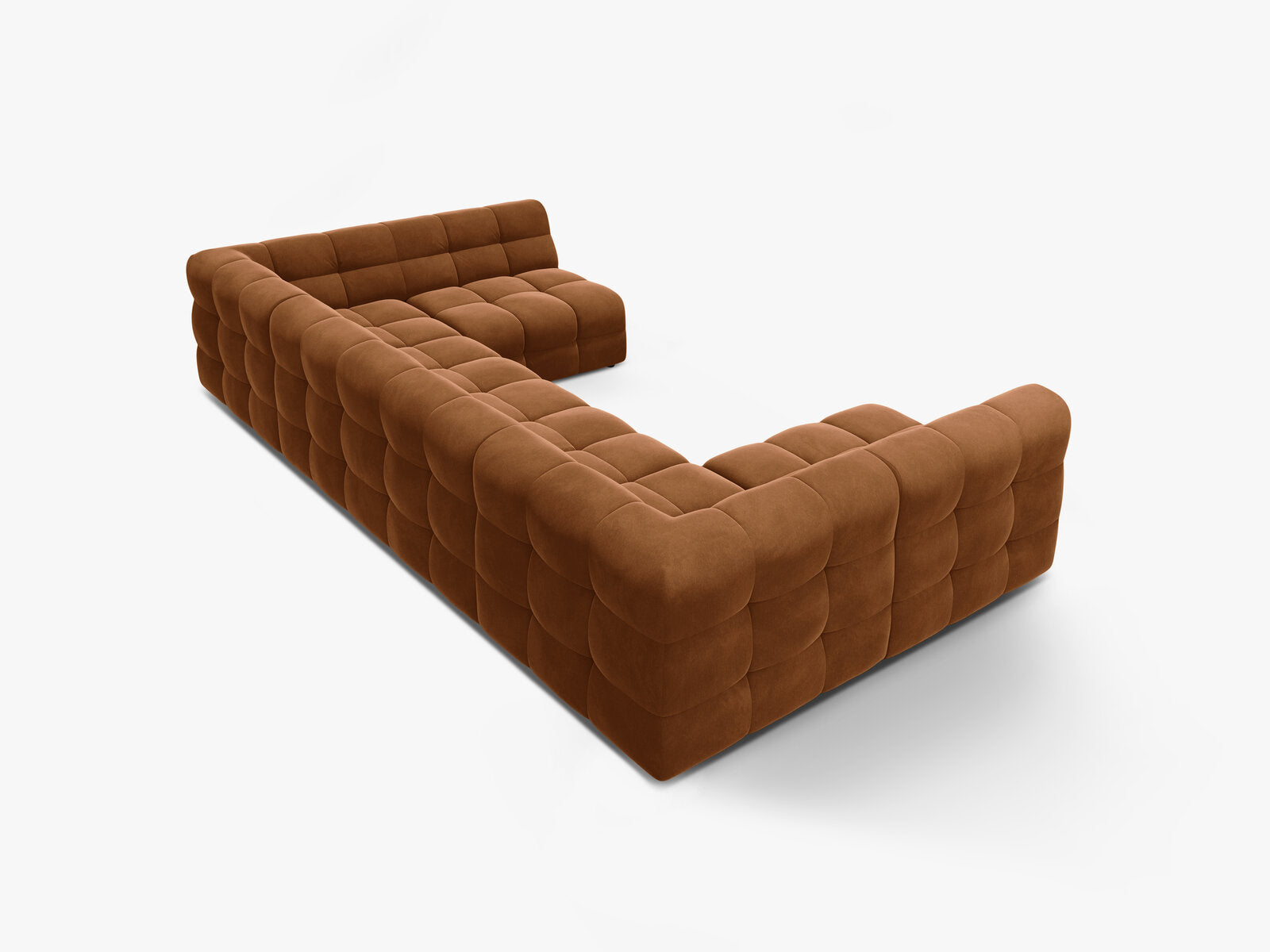 Micadoni Panorama-Sofa Kendal 7-Sitzer Samt Kamel