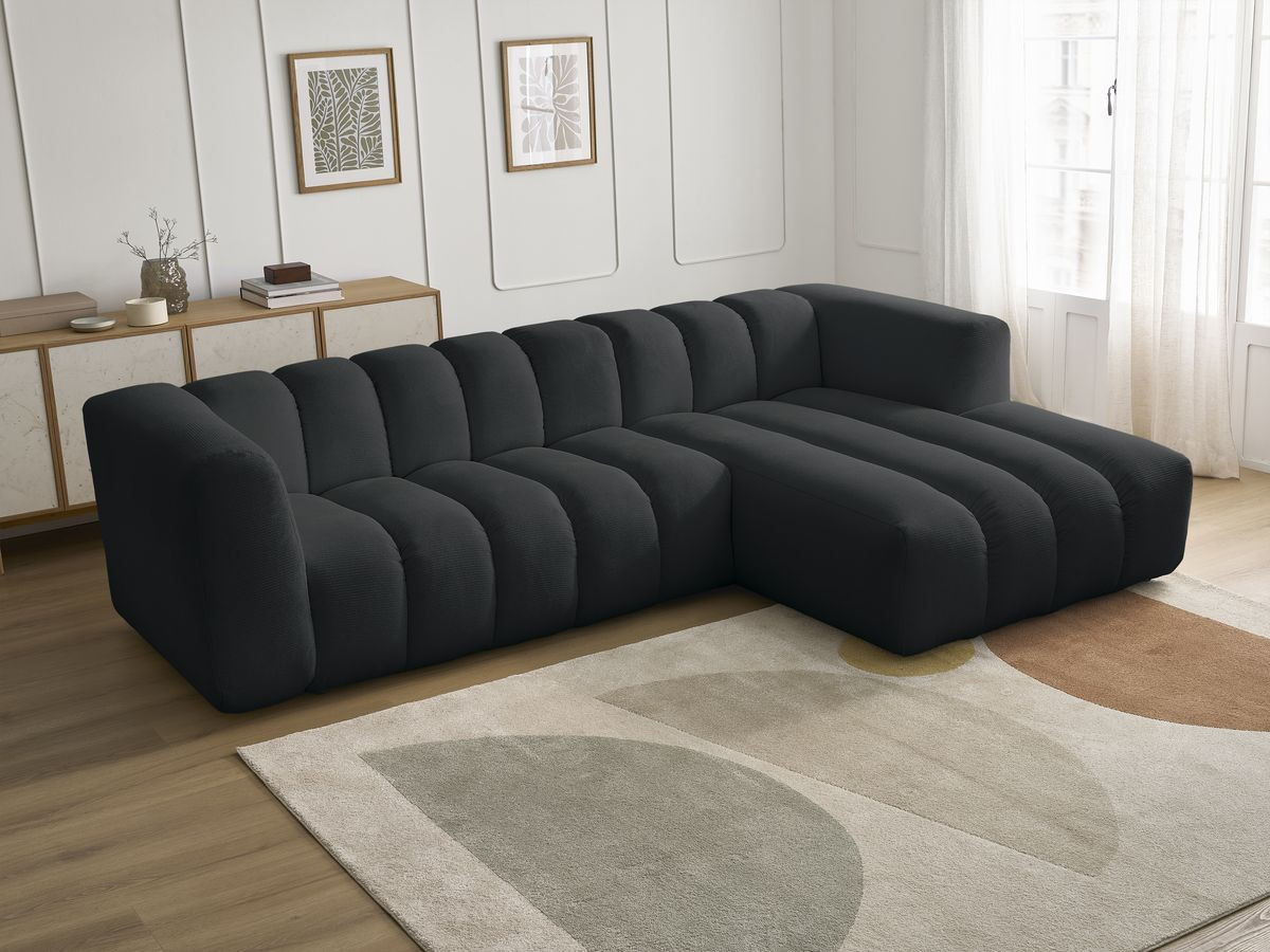 Bobochic Talia Ecksofa Melange-Stoff Schwarz Ecke rechts