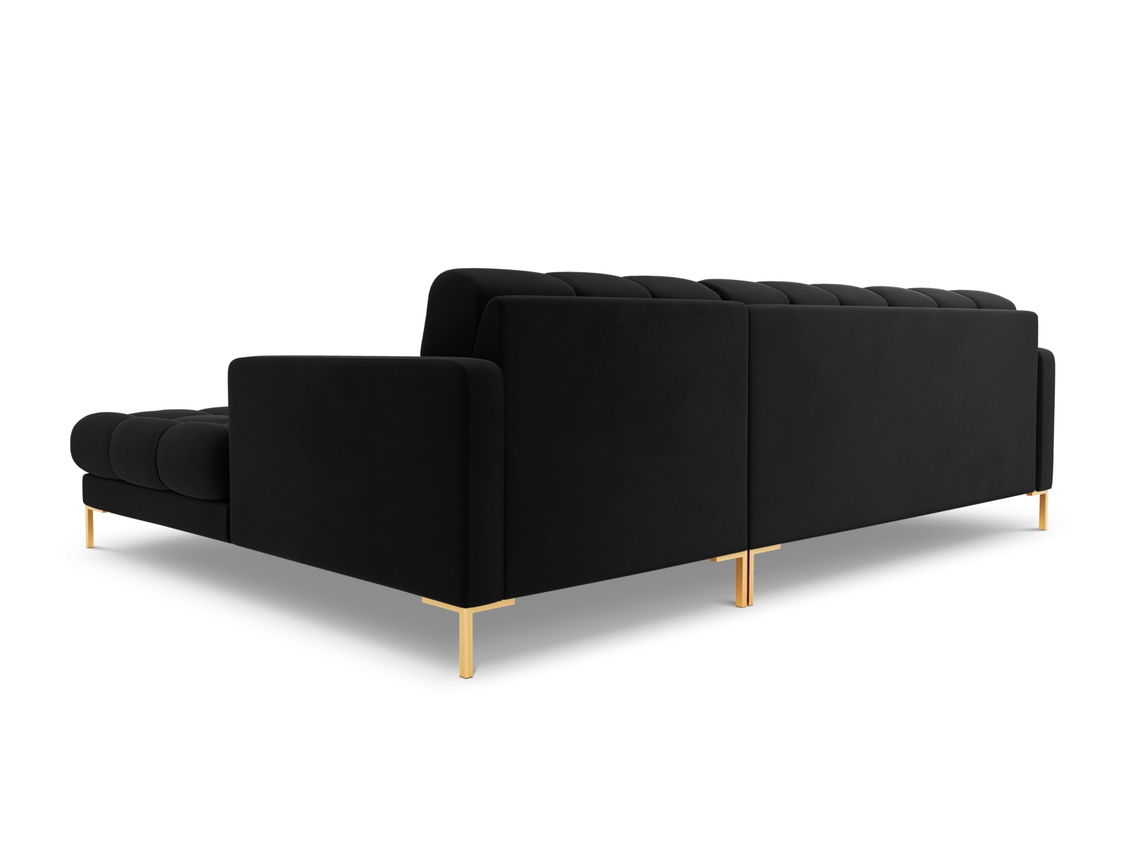 Cosmopolitan Design Ecksofa Bali 5-Sitzer Samt Bluvel Schwarz Rechts Beine Gold