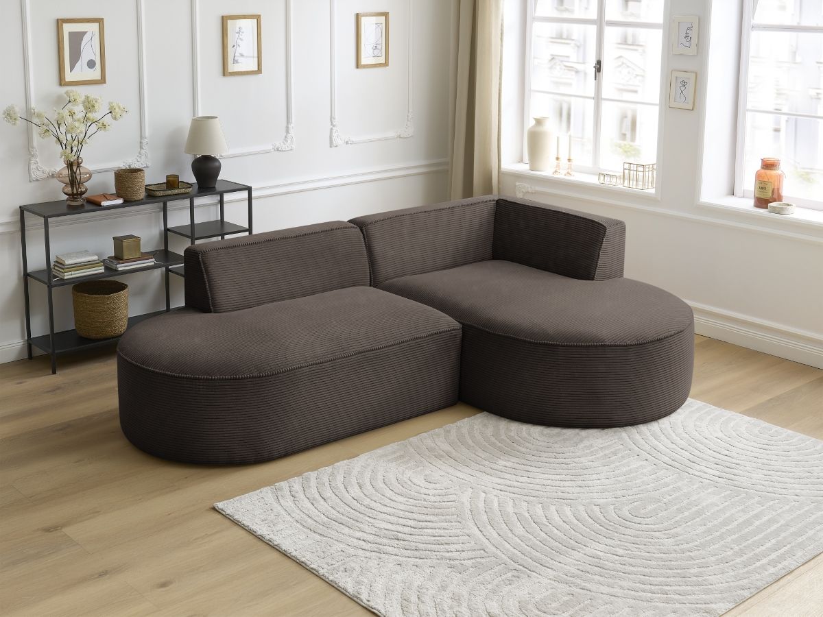 Bobochic Rousseau Ecksofa Cordsamt Braun Ecke rechts