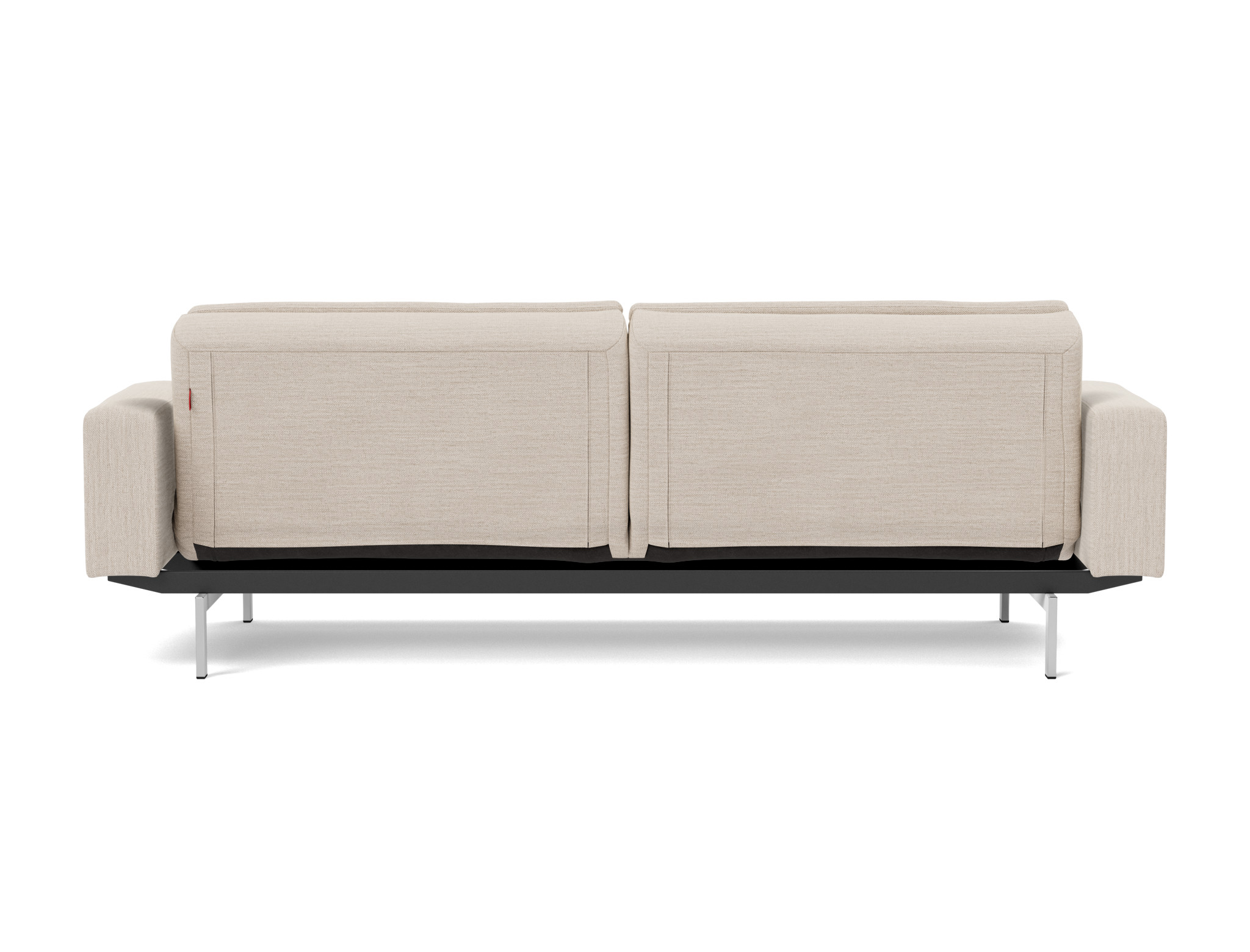 Schlafsofa Dublexo mit Armlehnen Webstoff Blida 612-Sand-Grey Beine Chrom