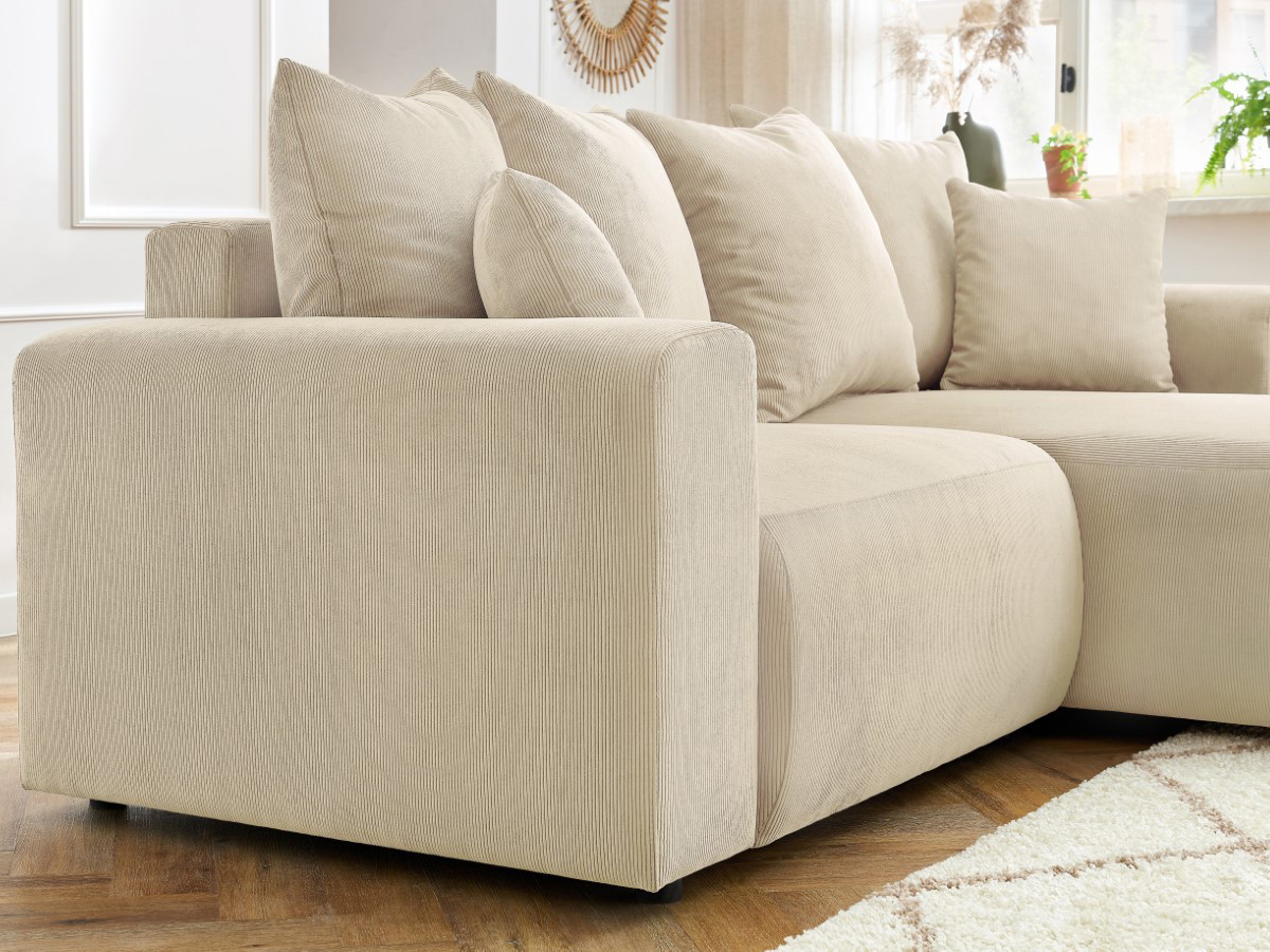 Bobochic Enjoy Ecksofa Cordsamt Beige Ecke rechts
