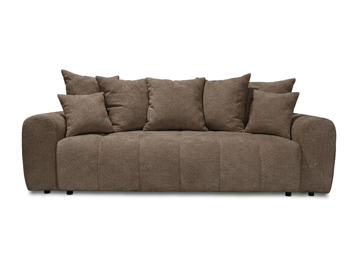 Bobochic Roxelane Schlafsofa 3-Sitzer mit Bettkasten Bouclé-Stoff Braun