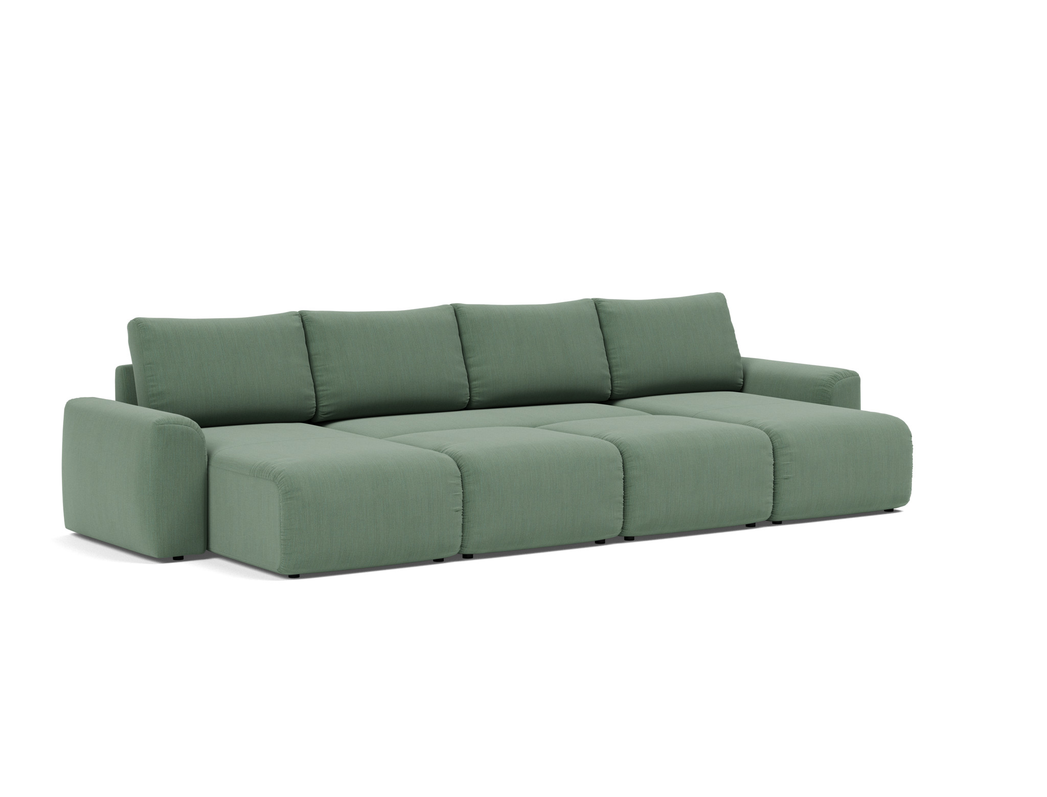 Schlafsofa Norum U-Form mit Chunky-Armlehnen Flachgewebe Elegance 518-Green