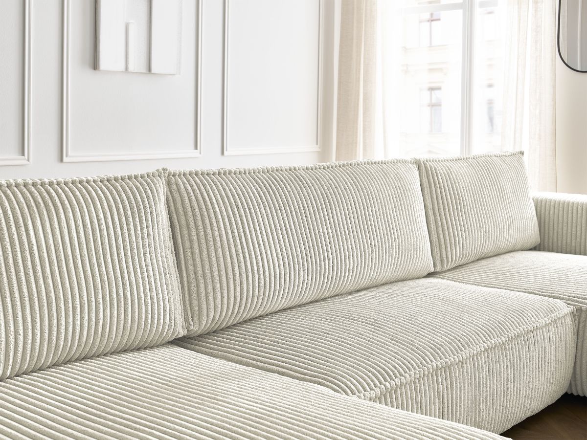 Bobochic Chelsea Wohnlandschaft mit Pouf Breitcord weich Beige