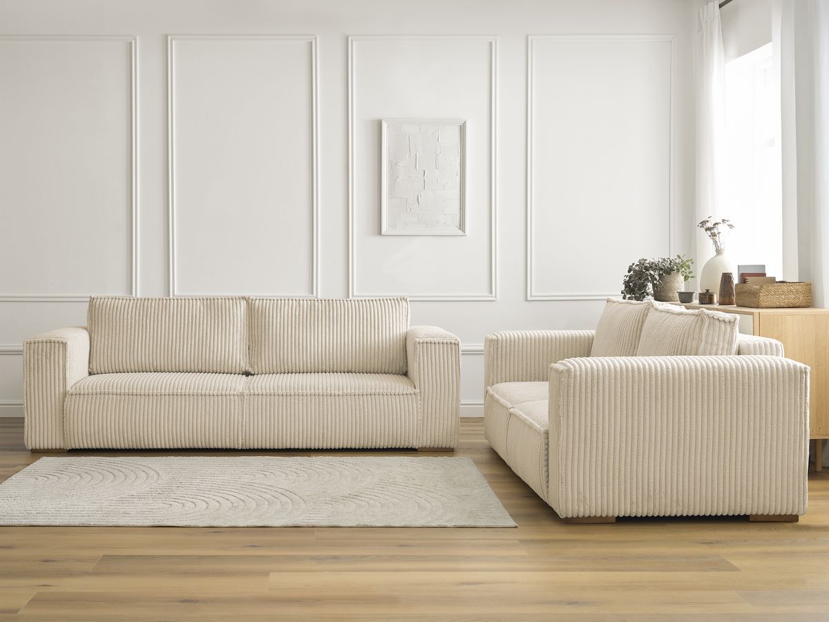 Bobochic Chelsea Sofa 5-Sitzer Breitcord weich Taupe
