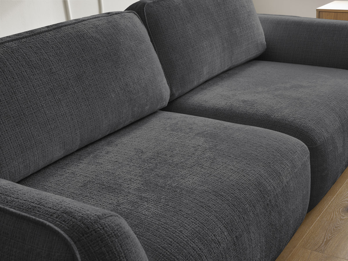 Bobochic Denise Schlafsofa 3-Sitzer mit Bettkasten Strukturstoff Schwarz