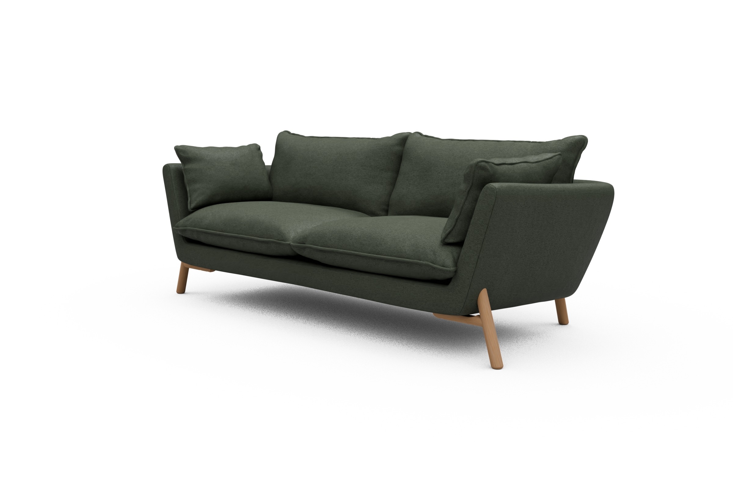Sofa Emil PREMIUM 3-Sitzer Beinfarbe Eiche Natur Denari-Forest-Green