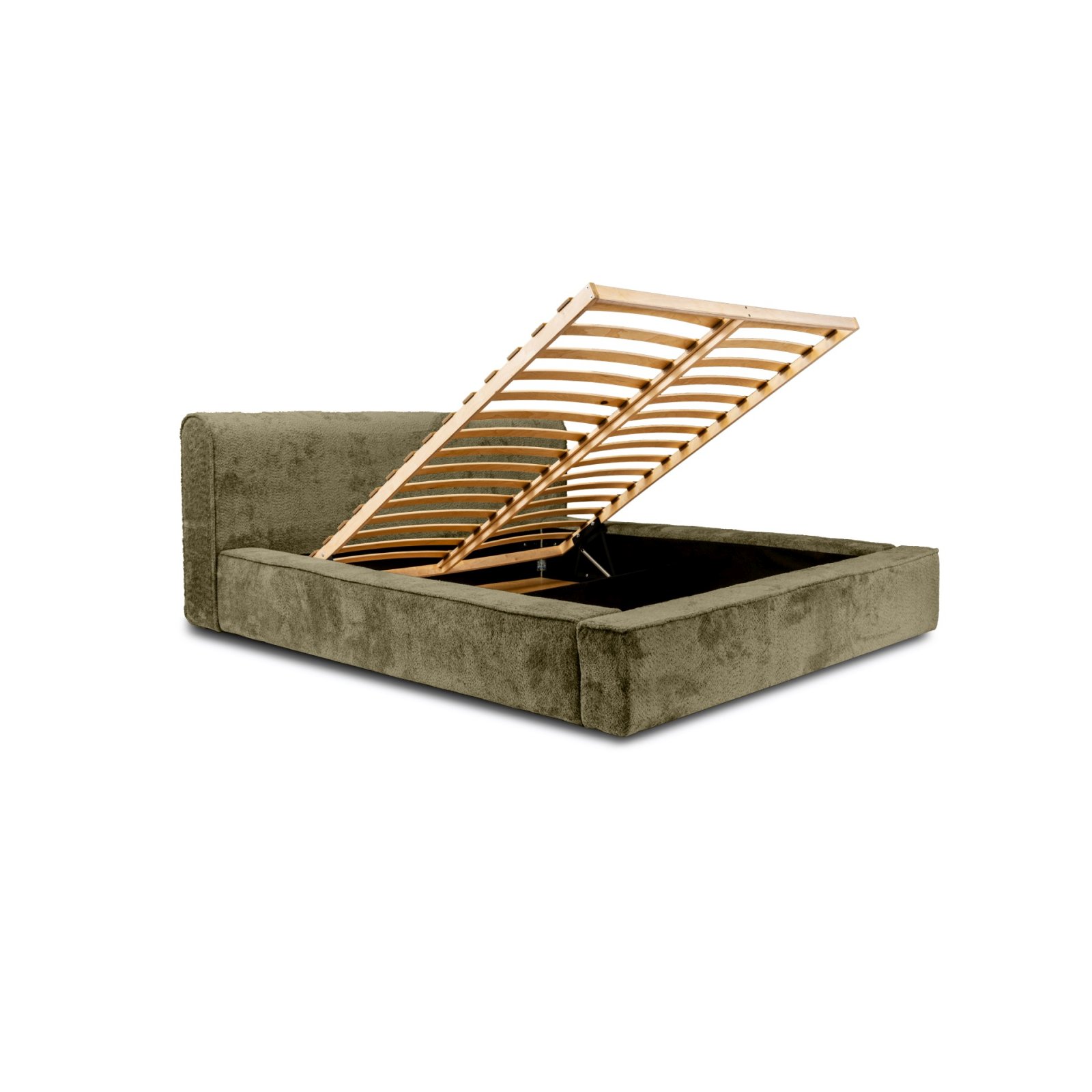 Polsterbett Calio Boucle 180x200 mit Holzrahmen Euphoria 11 Olive