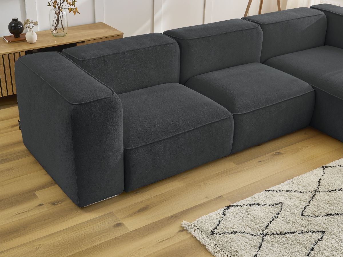 Bobochic Zephyr Ecksofa 349 × 165 cm Strukturstoff Dunkelgrau Ecke rechts