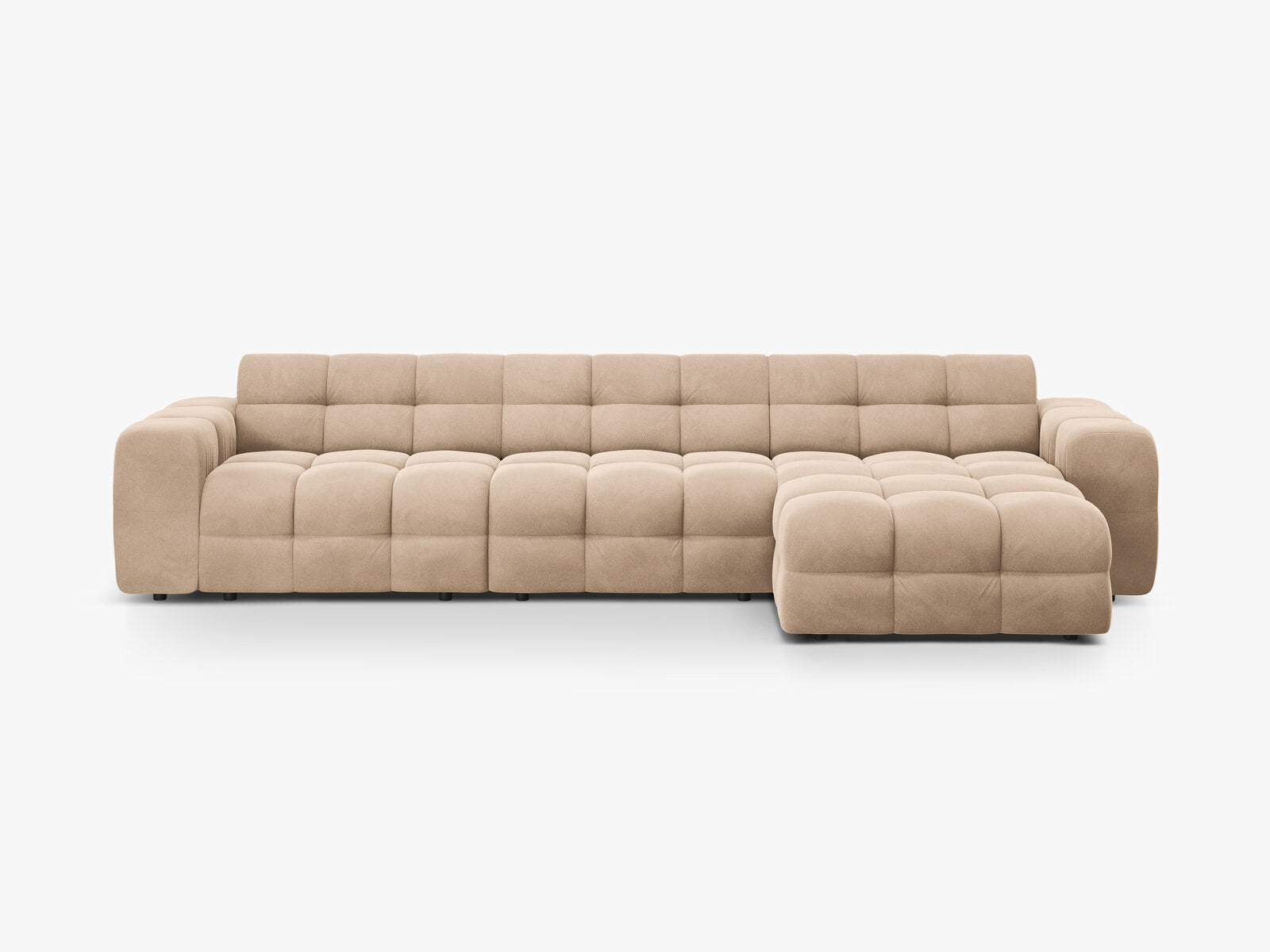 Micadoni Ecksofa Kendal 5-Sitzer Rechts Samt Mandel Beige