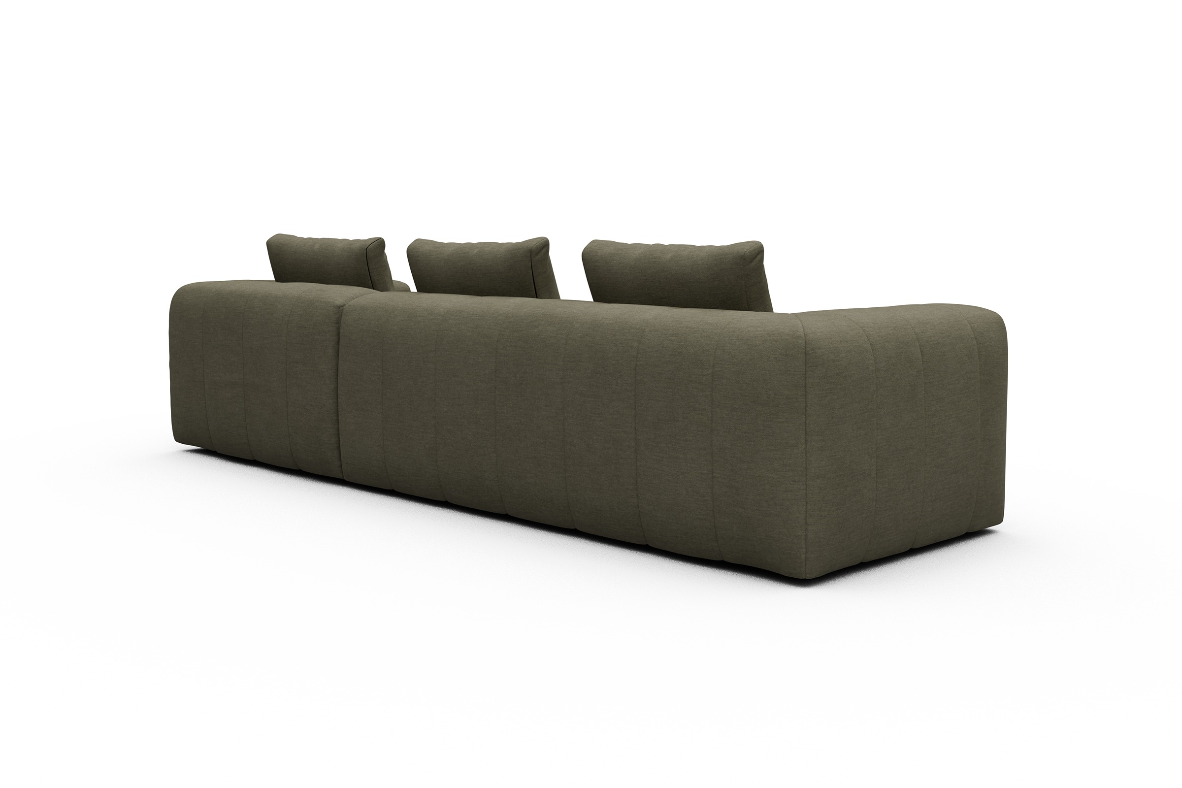 Ecksofa Hugo 2,5-Sitzer Armlehne links mit Chaiselongue Vivus-Dusty-Olive