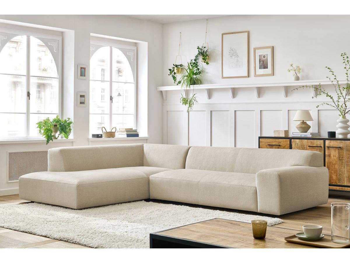 Bobochic Lavena Ecksofa 312 × 220 cm Samt Beige Ecke links