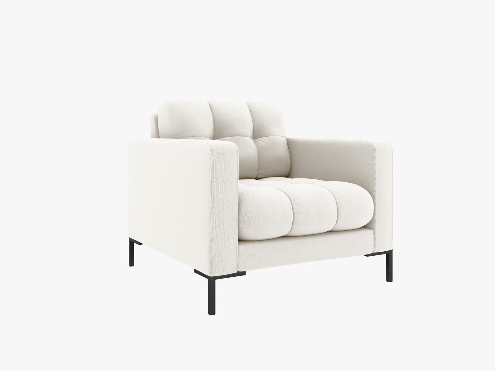 Micadoni Sessel Mamaia 1-Sitzer Strukturierter Stoff Neve Helles Beige schwarze Beine