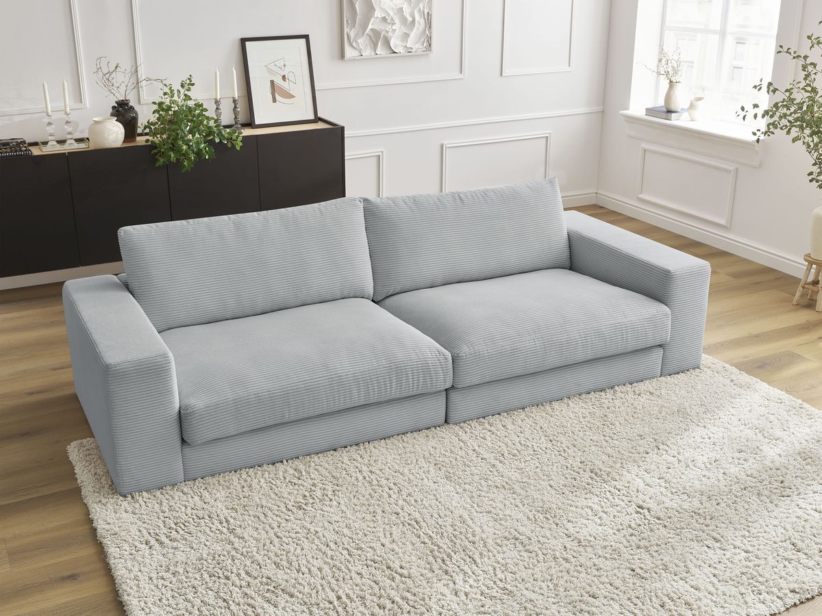 Bobochic Leonard Sofa 3-Sitzer 234 × 109 cm Cordsamt Hellgrau