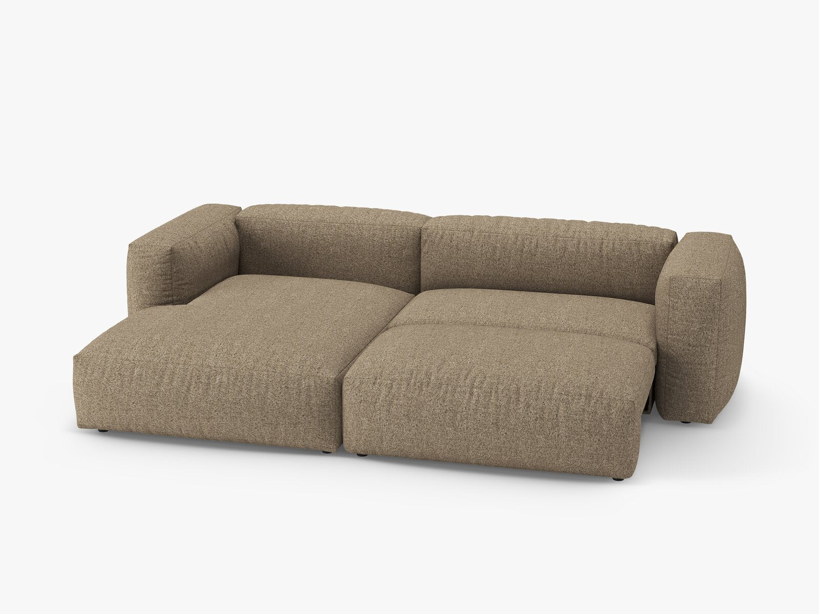Micadoni Martina Ecksofa 4-Sitzer mit Schlaffunktion Links Boucle Monet Cappuccino