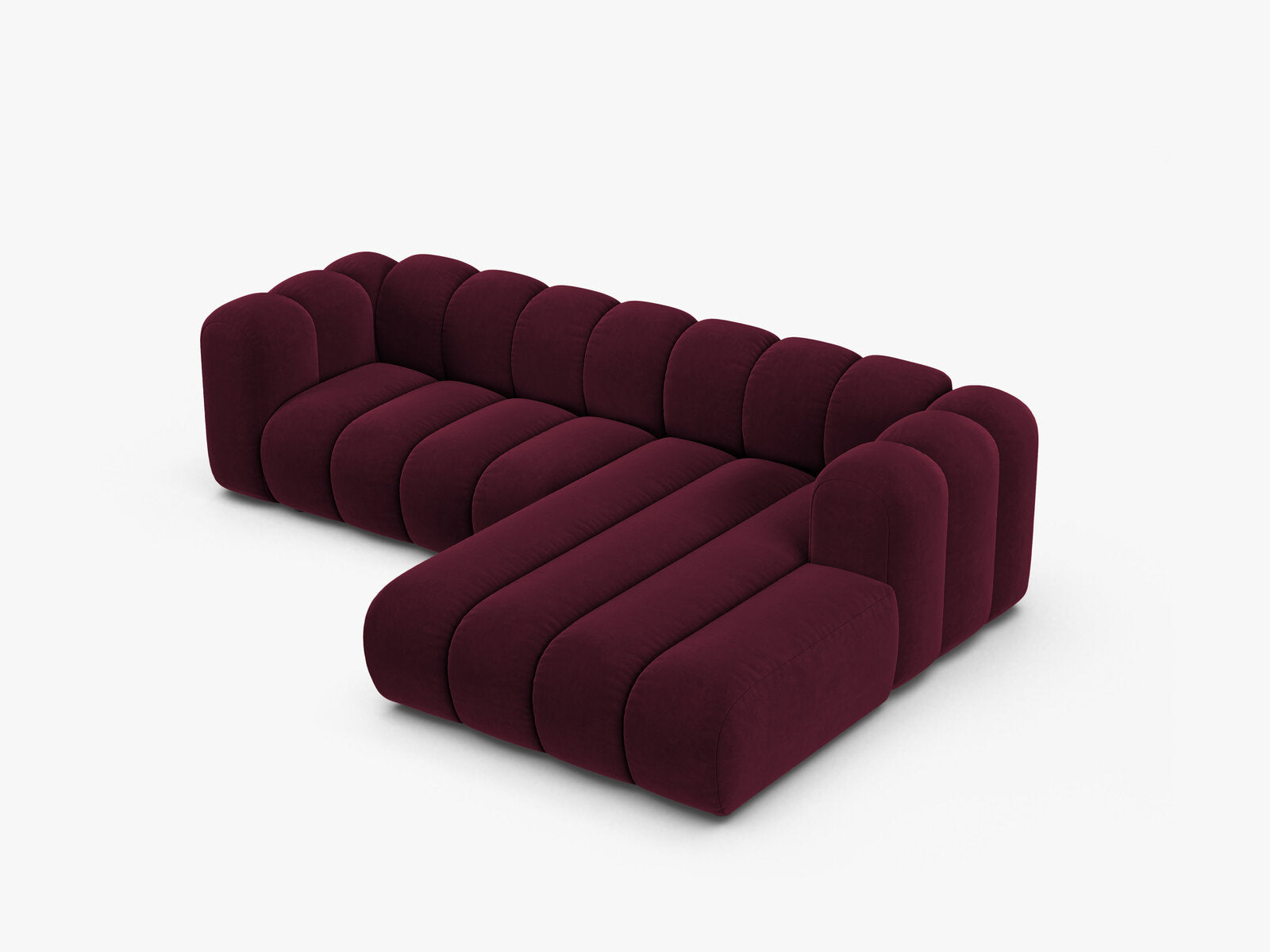 Micadoni Modulares Ecksofa Lupine 4-Sitzer mittelgroß Rechts Samt Venus Burgunder