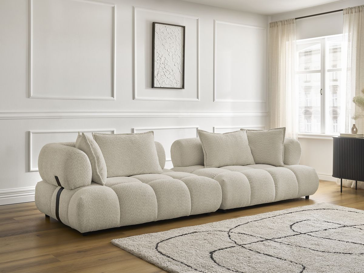Bobochic Alya Sofa 4-Sitzer Bouclé-Stoff Beige
