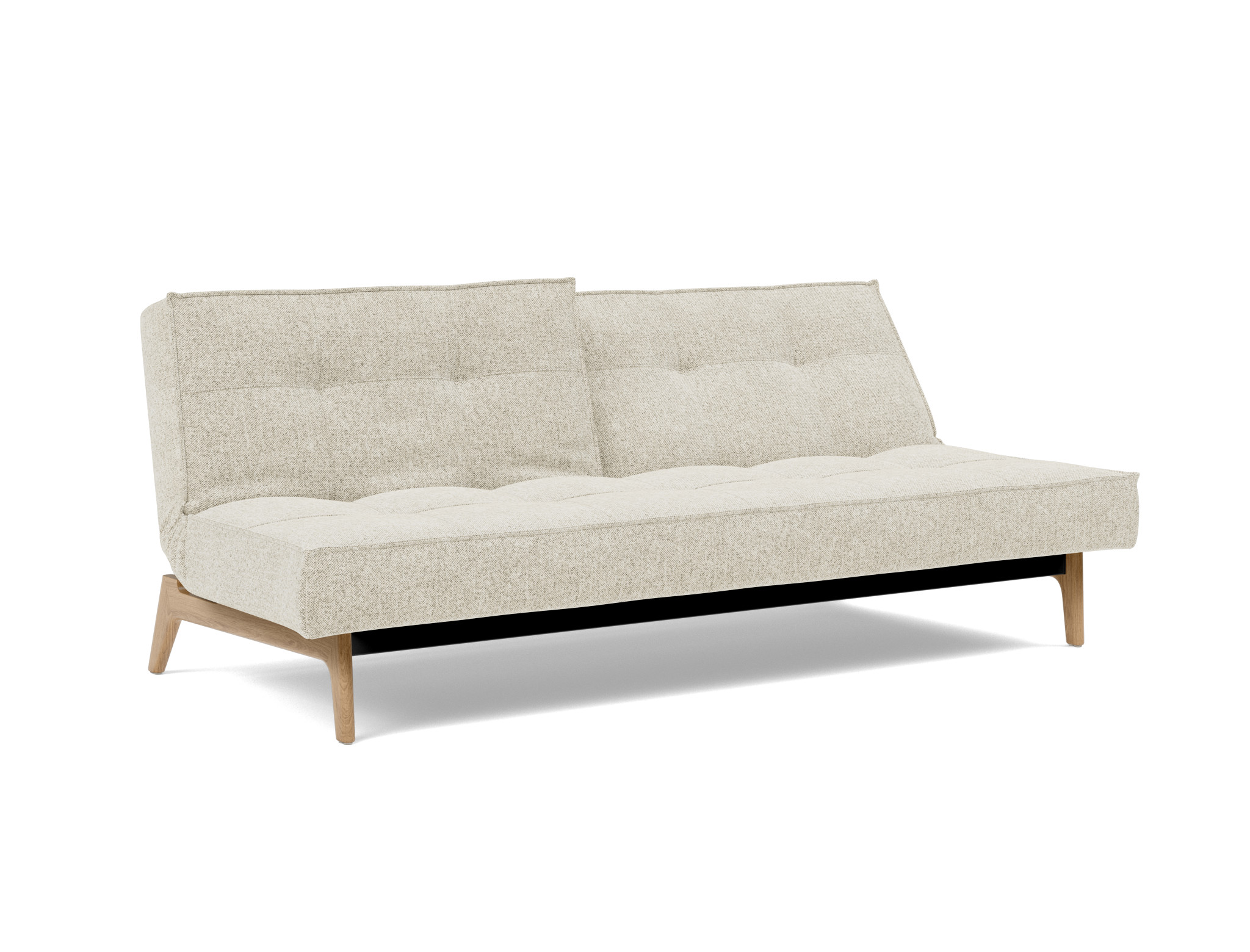 Schlafsofa Splitback Strukturierter Stoff Taura 357-Off-White Beine Eiche