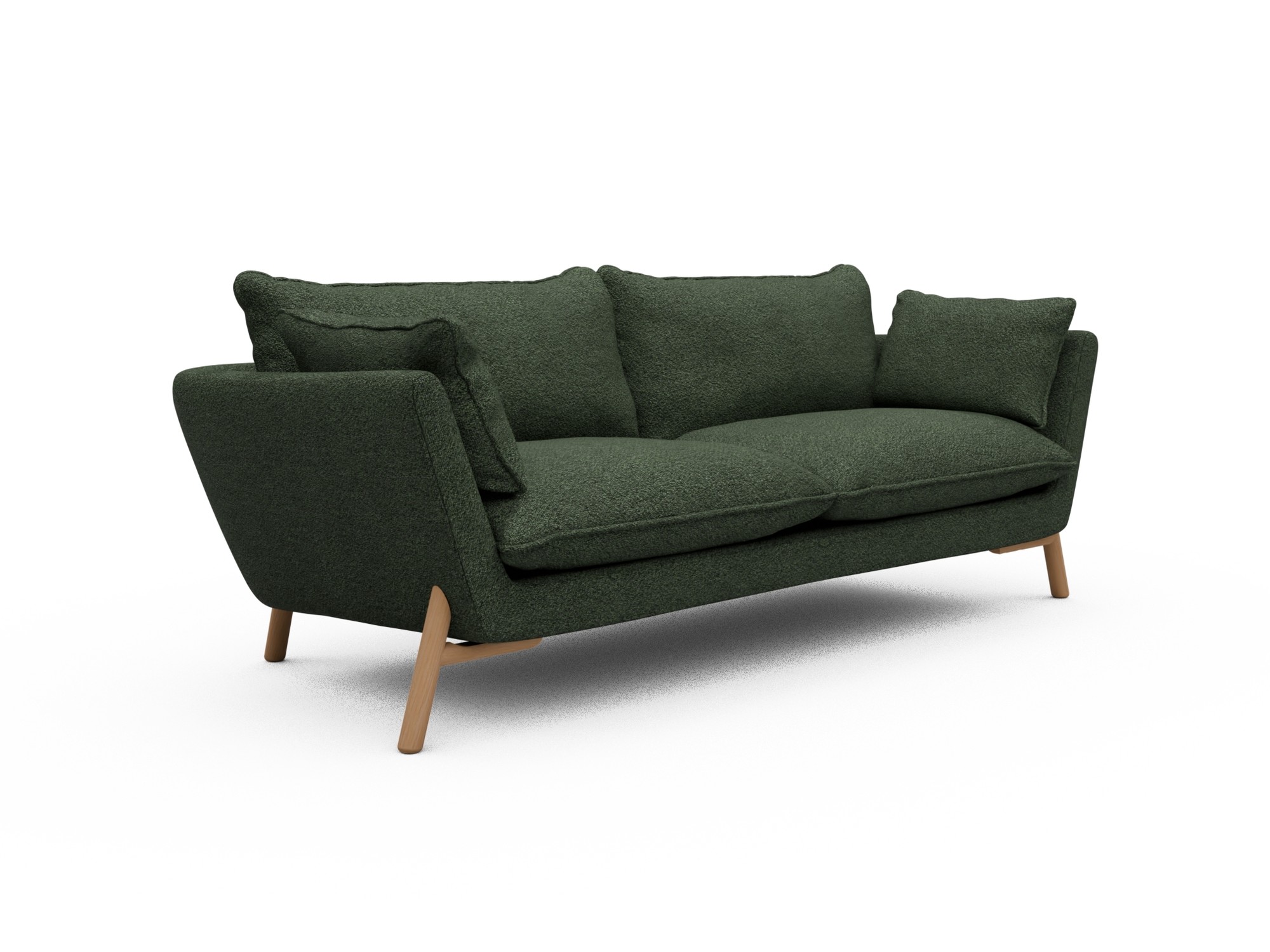 Skandi Home Sofa Emil Soft 3-Sitzer Beinfarbe Eiche Natur Vanora-Deep-Green moebelfaktor
