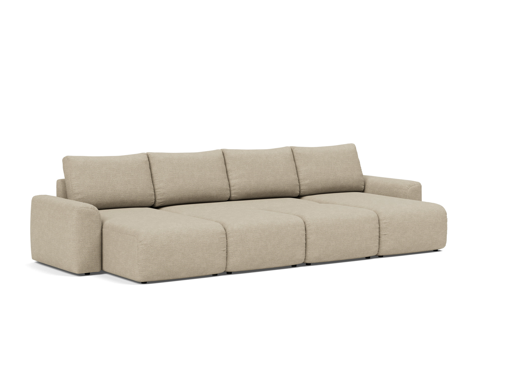 Schlafsofa Norum U-Form mit Chunky-Armlehnen Strukturierter Stoff Taura 356-Sand