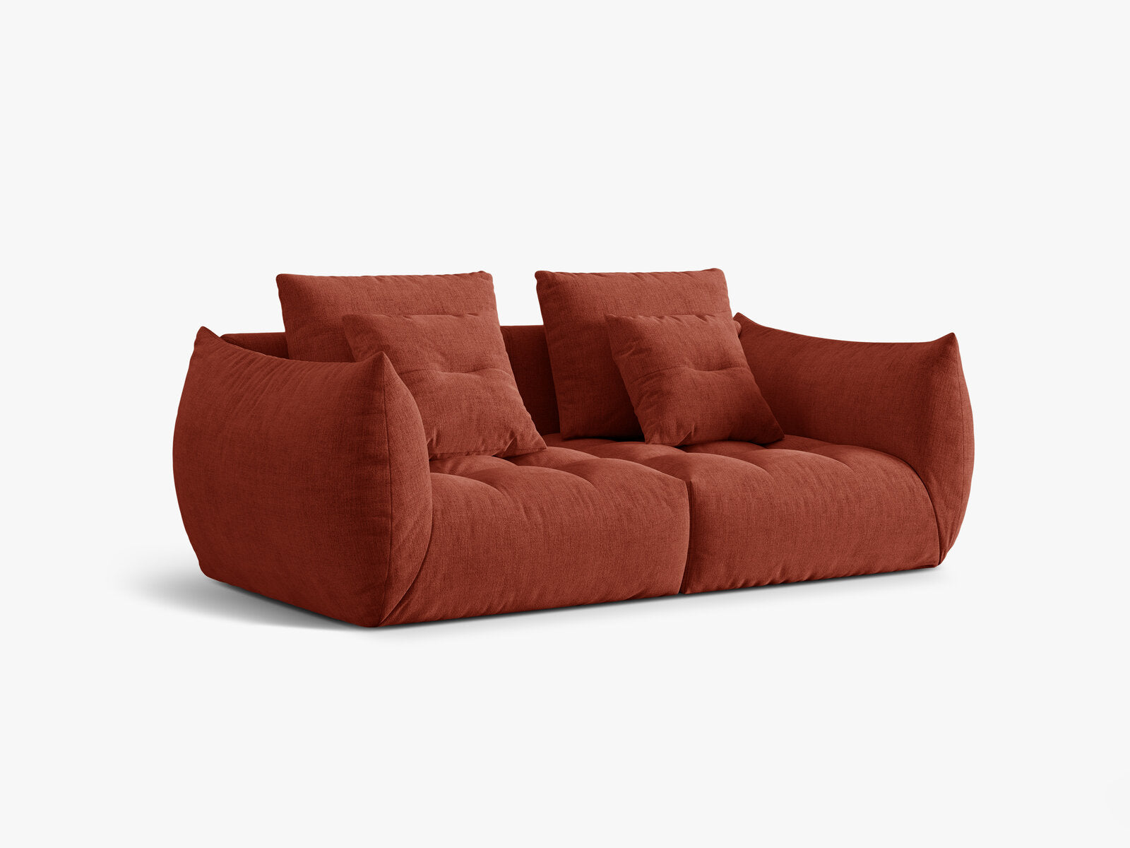 Micadoni Sofa Bloom 3-Sitzer Strukturierter Stoff Wind Kastanienbraun