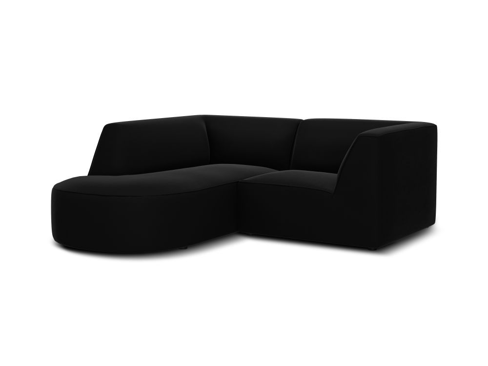 Cosmopolitan Design Ecksofa Siena 3-Sitzer abgerundet Samt Salvador Schwarz Links